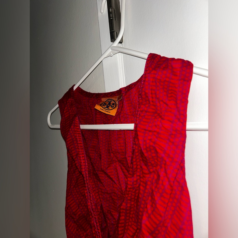 Tory Burch Red Sleeveless Backtie Top